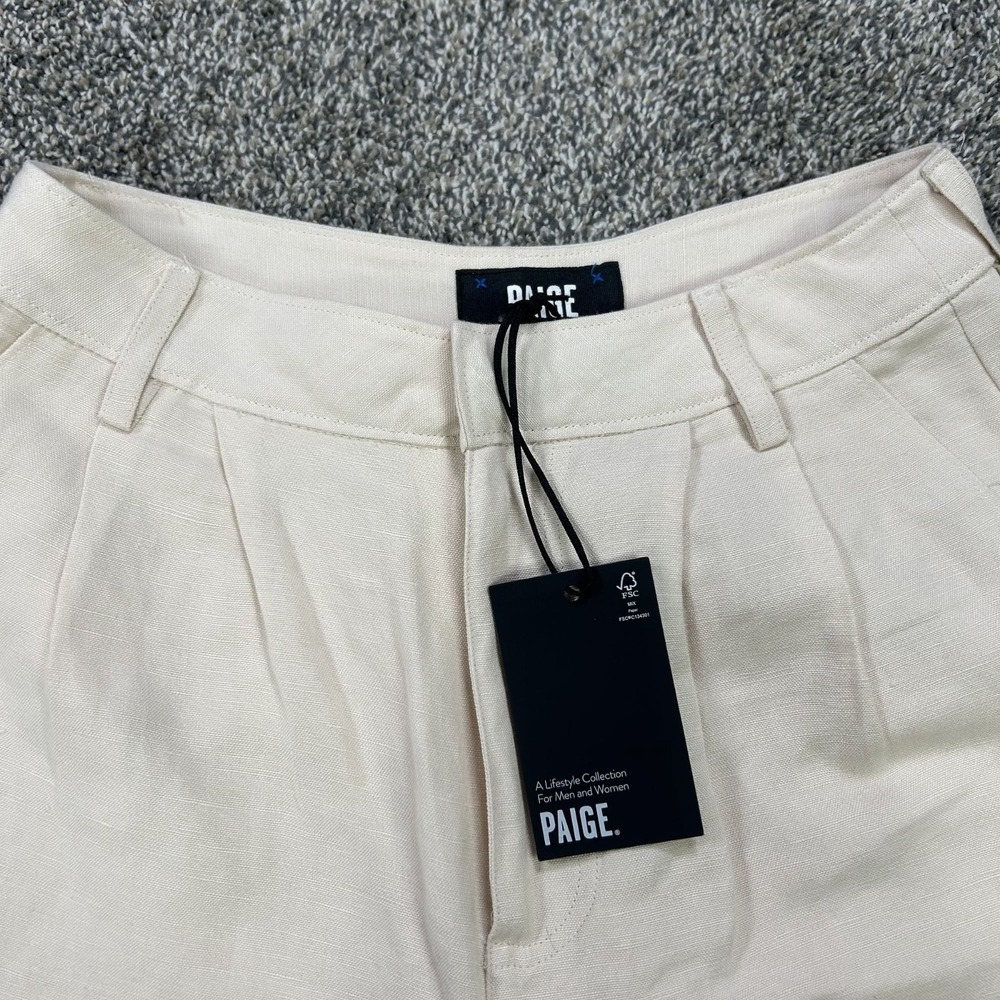 NEW Paige Monette Pant Antique Paper Straight Leg Linen Pleated Trouser Womens 4 - Picture 4 of 10